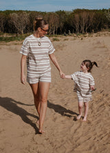 Striped t-shirt in cappuccino