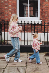 TEDDY FLEECE ZIP JACKET IN PINK ICONS