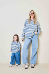 Mini soulmates striped long sleeve top in blue