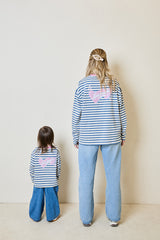 Mini soulmates striped long sleeve top in blue