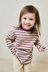 Mini soulmates striped long sleeve top in mocha