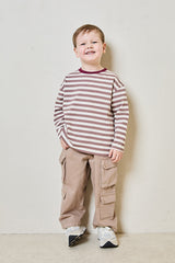 Mini soulmates striped long sleeve top in mocha