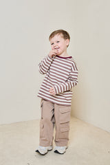 Mini soulmates striped long sleeve top in mocha
