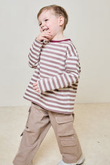 Mini soulmates striped long sleeve top in mocha