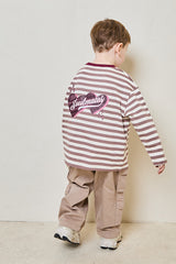 Mini soulmates striped long sleeve top in mocha