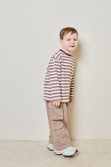 Mini soulmates striped long sleeve top in mocha
