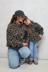 MINI TEDDY FLEECE ZIP JACKET IN LEOPARD