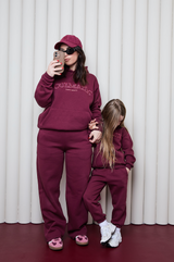 STRAIGHT LEG JOGGERS IN CHERRY