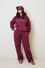 STRAIGHT LEG JOGGERS IN CHERRY