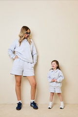 Collared polo sweatshirt in grey marl