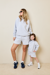 Collared polo sweatshirt in grey marl