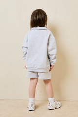 Mini collared sweatshirt in grey marl