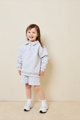 Mini collared sweatshirt in grey marl