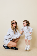 Mini collared sweatshirt in grey marl