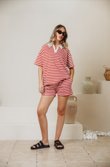 Collared t-shirt in red stripe