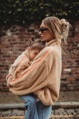 MINI TEDDY FLEECE ZIP JACKET IN SAND