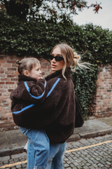 TEDDY FLEECE ZIP JACKET IN DARK CHOCOLATE