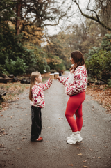TEDDY FLEECE ZIP JACKET IN RED ICONS