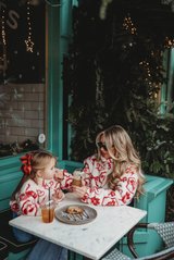 TEDDY FLEECE ZIP JACKET IN RED ICONS