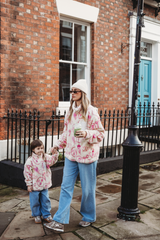 TEDDY FLEECE ZIP JACKET IN PINK ICONS