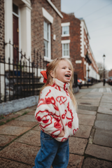 MINI TEDDY FLEECE ZIP JACKET IN RED ICONS