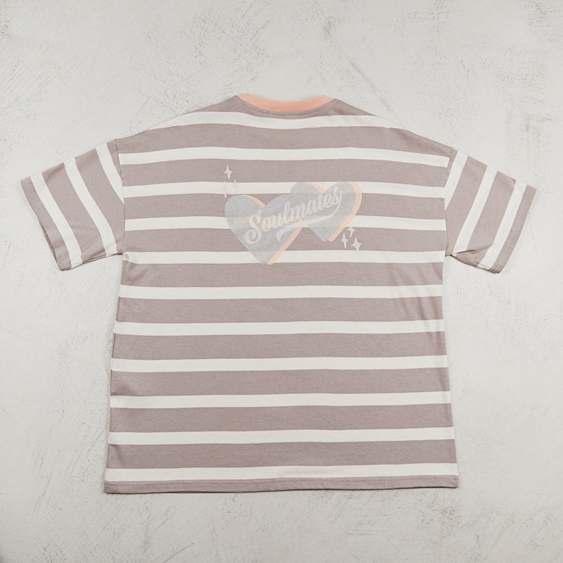 Soulmates stripe t-shirt in taupe