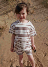 MINI STRIPE SHORTS IN CAPPUCCINO