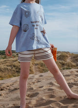 MINI STRIPE SHORTS IN CAPPUCCINO