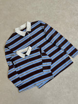 Mini jersey stripe rugby long sleeve polo shirt