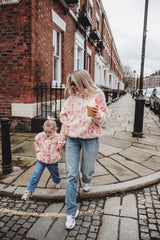 TEDDY FLEECE ZIP JACKET IN PINK ICONS