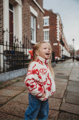 MINI TEDDY FLEECE ZIP JACKET IN RED