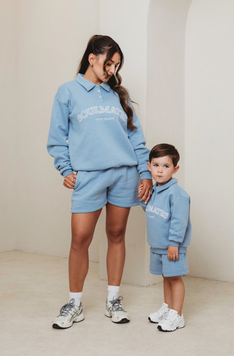 Soulmates collared sweatshirt in blue