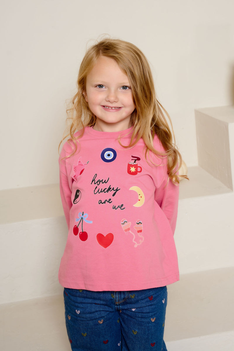 MINI EMMY LUPIN X HAPPY HEARTS LUCKY TOP IN PINK