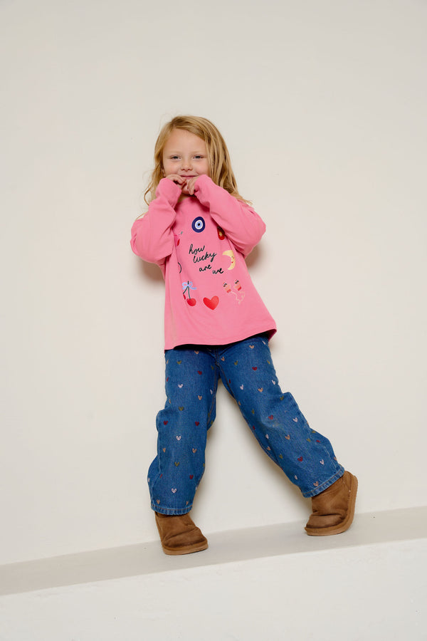 MINI EMMY LUPIN X HAPPY HEARTS LUCKY TOP IN PINK