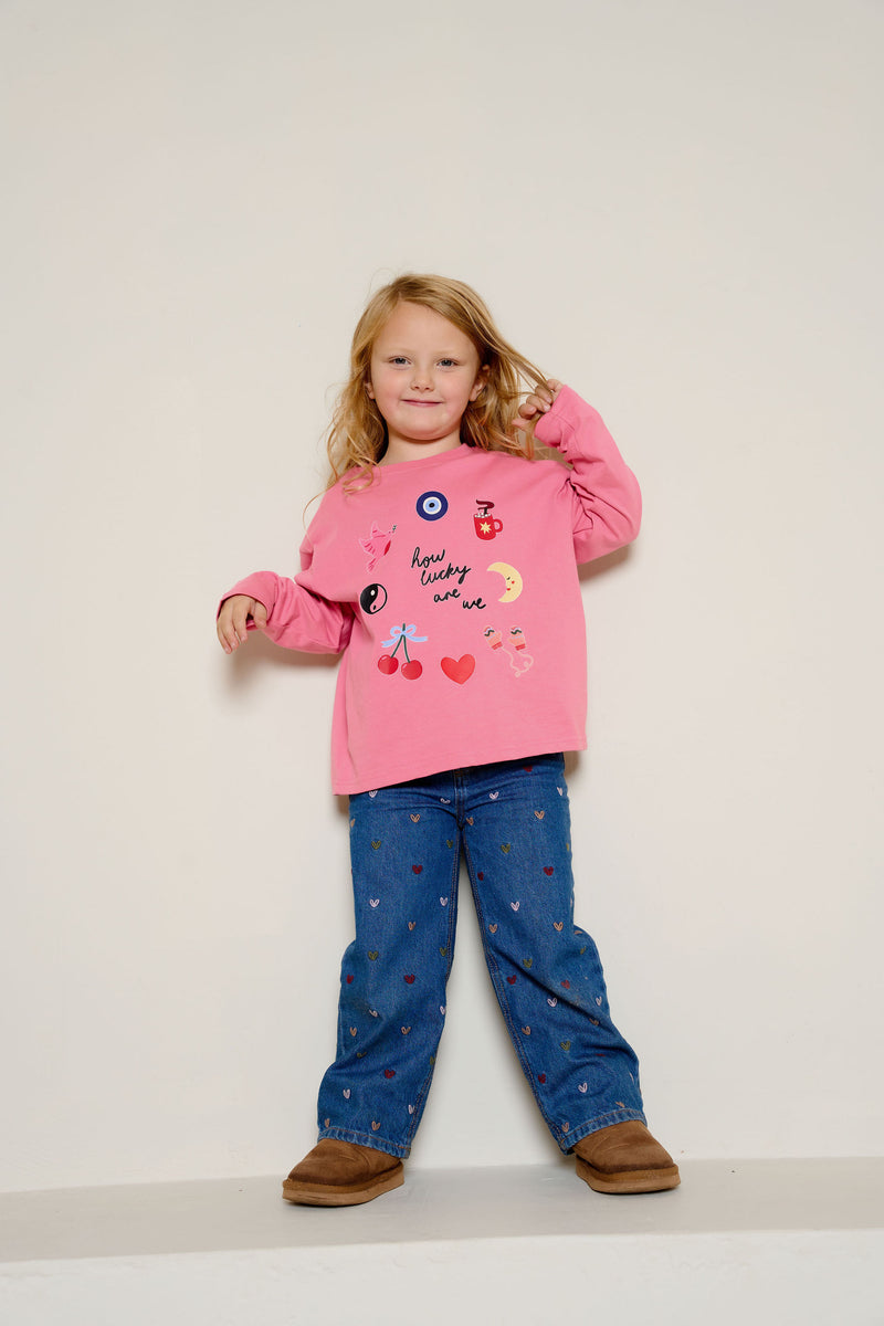 MINI EMMY LUPIN X HAPPY HEARTS LUCKY TOP IN PINK