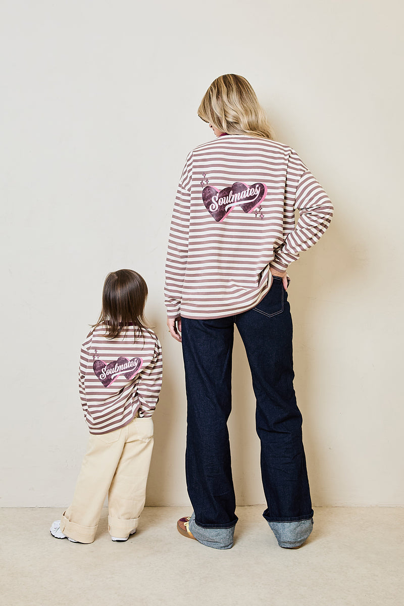 Soulmates striped long sleeve top in mocha