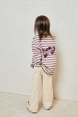 Mini soulmates striped long sleeve top in mocha