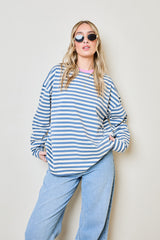 Soulmates striped long sleeve top in blue
