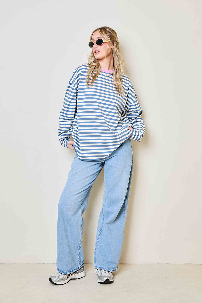 Soulmates striped long sleeve top in blue