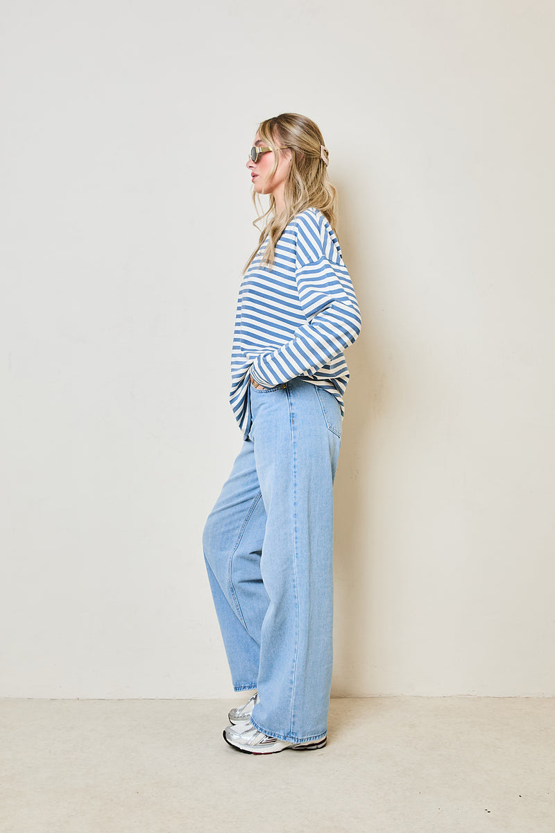 Soulmates striped long sleeve top in blue