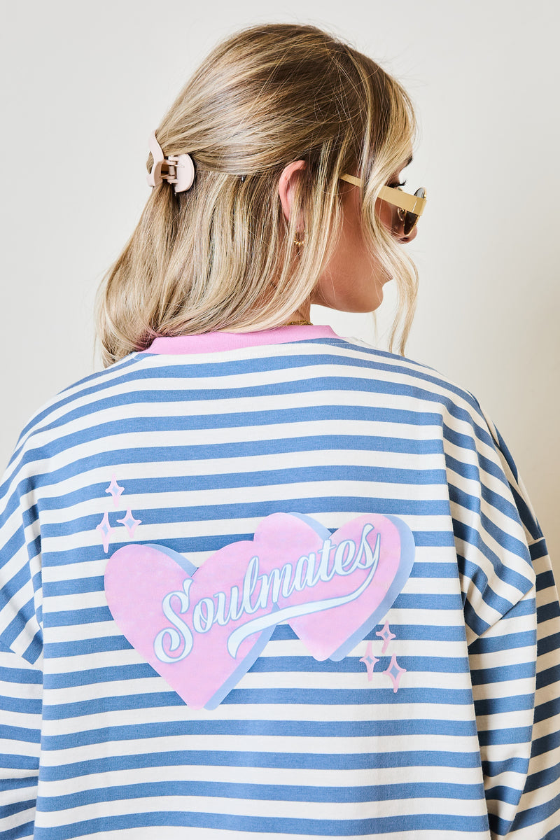 Soulmates striped long sleeve top in blue