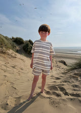 MINI STRIPE SHORTS IN CAPPUCCINO