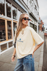 LIFE IS FOR LIVING T-SHIRT IN BUTTERCREAM