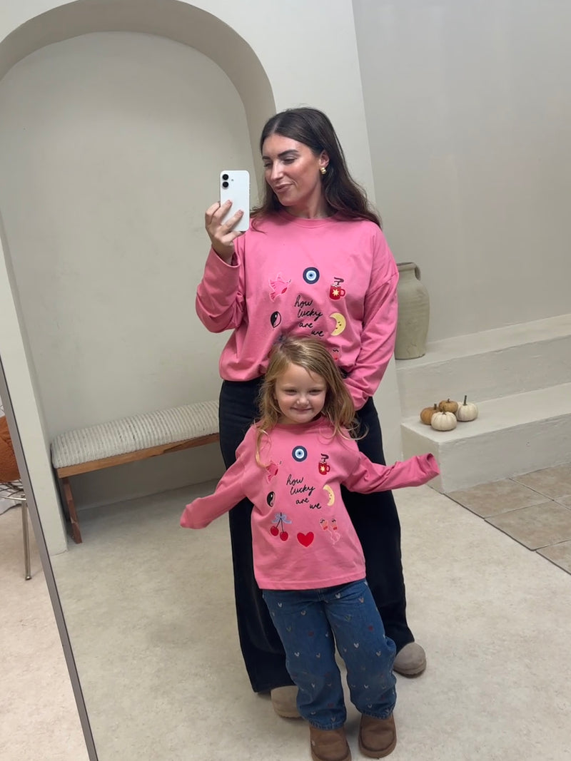 MINI EMMY LUPIN X HAPPY HEARTS LUCKY TOP IN PINK