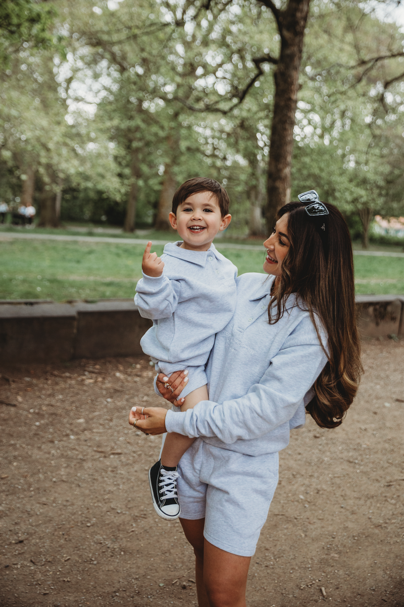Mini collared sweatshirt in grey marl