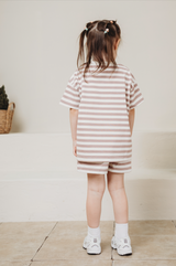 Mini  t-shirt in taupe stripe PRE ORDER