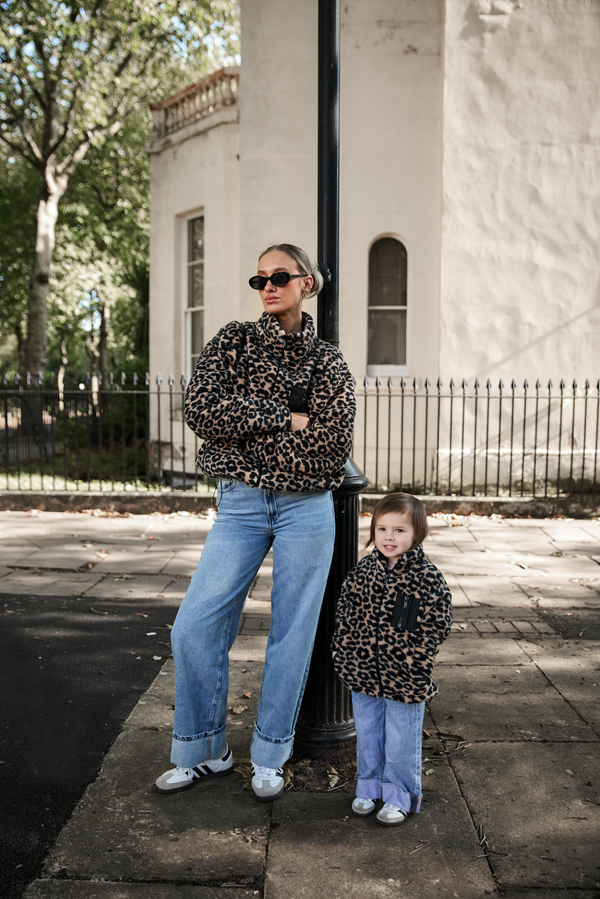 TEDDY FLEECE ZIP JACKET IN LEOPARD PRE ORDER