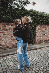 TEDDY FLEECE ZIP JACKET IN DARK CHOCOLATE