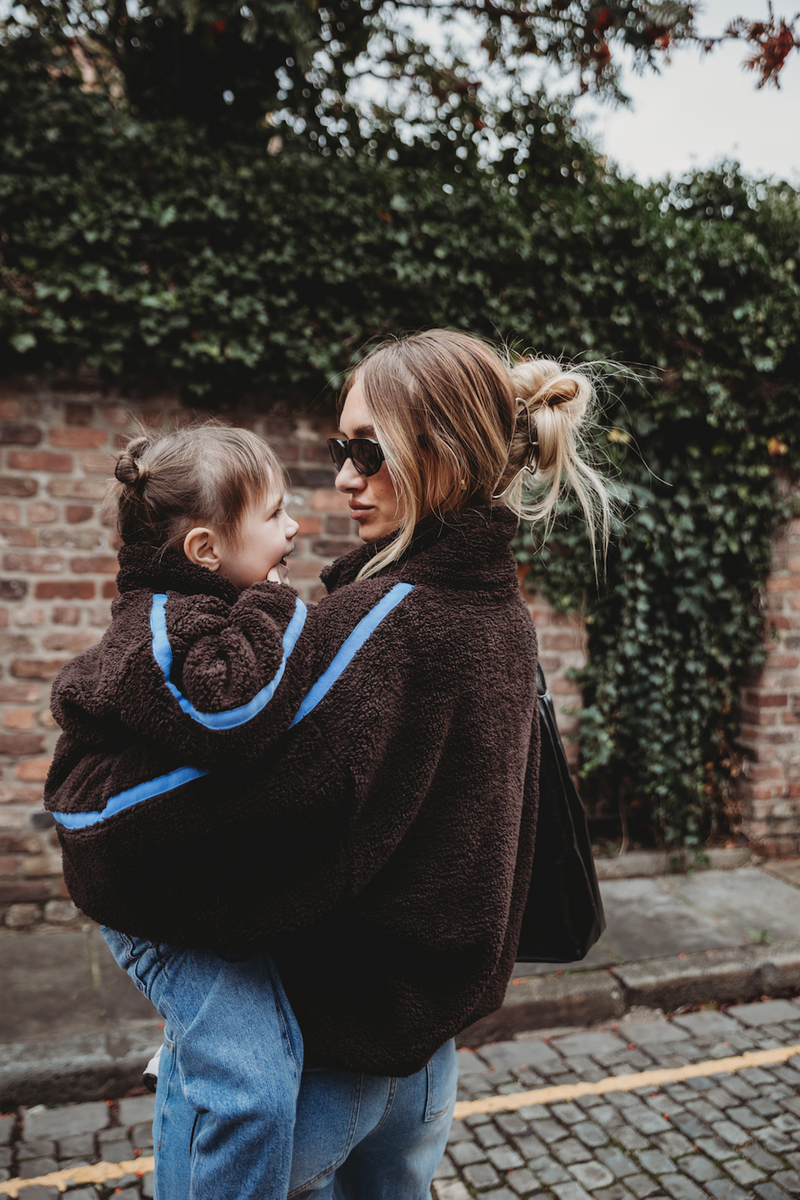 TEDDY FLEECE ZIP JACKET IN DARK CHOCOLATE