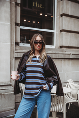 Jersey stripe rugby long sleeve polo shirt